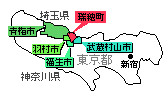 東京の中での瑞穂町の位置を示す画像