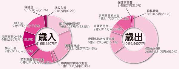 国民健康保険特別会計歳入歳出のグラフ