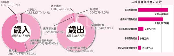 後期高齢者医療特別会計歳入歳出のグラフ